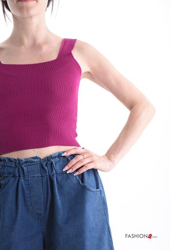 Ribbed mini sleeveless Top with elastic - ph 4
