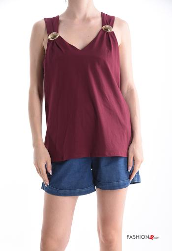 backless sleeveless with buckle adjustable Cotton Top with v-neck plunging neckline