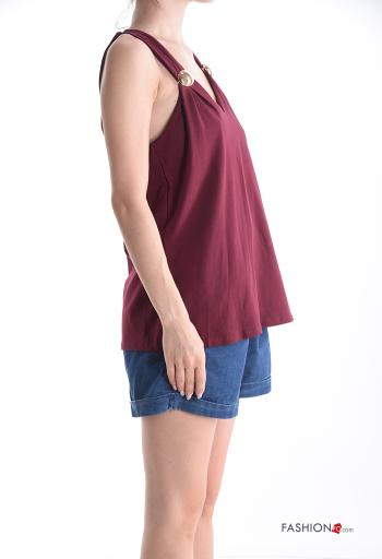 Top in Cotone scollato sulla schiena senza maniche regolabile con fibbia scollo a V scollo profondo - ph 3