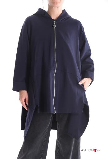Giacca asimmetrico senza fodera con tasche con zip con cappuccio - ph 1