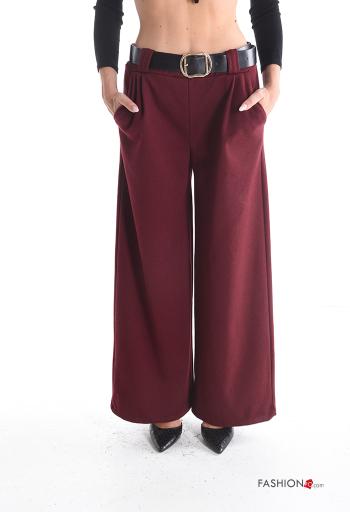 wide leg Trousers with belt with elastic with pockets