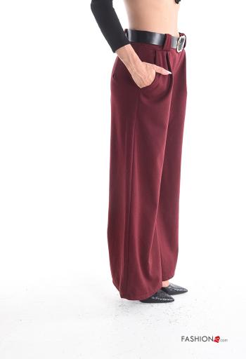 wide leg Trousers with belt with elastic with pockets - ph 3