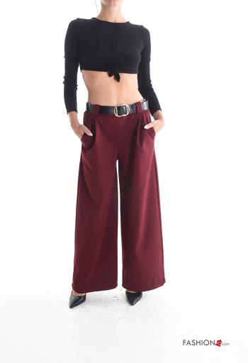 wide leg Trousers with belt with elastic with pockets - ph 5