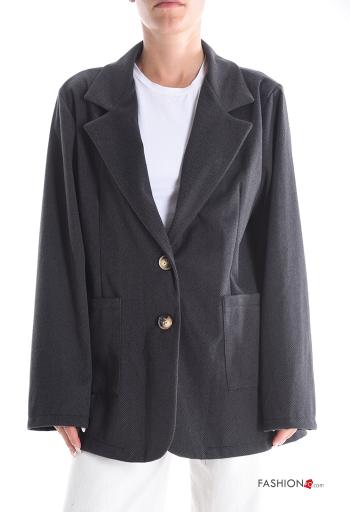 Blazer con cuello con botones con bolsillos