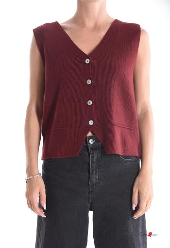 sleeveless Gilet with buttons with v-neck