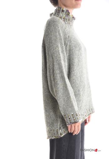 asymmetrisch Strickpullover aus Wollmischung Rollkragen- - ph 3