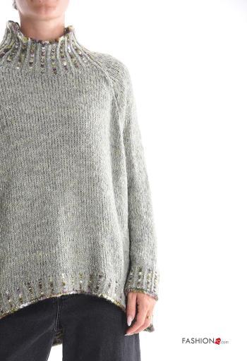 asymmetrisch Strickpullover aus Wollmischung Rollkragen- - ph 4