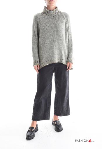 asymmetrisch Strickpullover aus Wollmischung Rollkragen- - ph 5