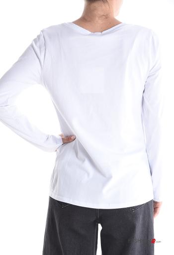Embroidered crew neck Cotton Long sleeved top - ph 2