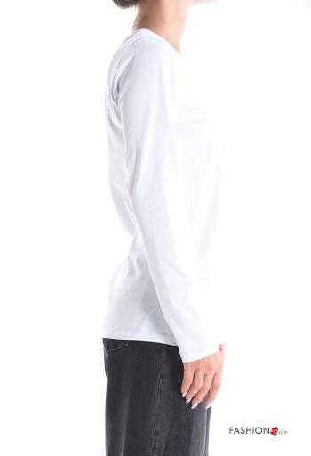 Embroidered crew neck Cotton Long sleeved top - ph 3
