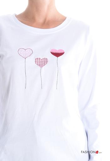 Embroidered crew neck Cotton Long sleeved top - ph 4
