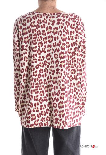 Animal print crew neck Cotton Long sleeved top - ph 2