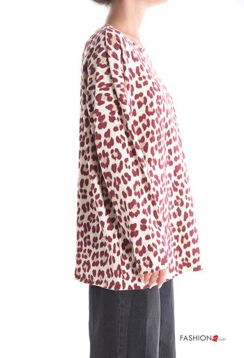 Animal print crew neck Cotton Long sleeved top - ph 3