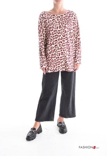 Animal print crew neck Cotton Long sleeved top - ph 5