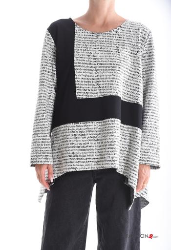 Oversize u-boot ausschnitt asymmetrisch Bluse aus Baumwolle