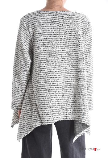 Oversize u-boot ausschnitt asymmetrisch Bluse aus Baumwolle - ph 2