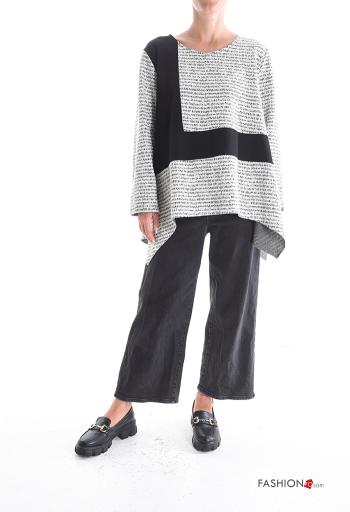 Oversize u-boot ausschnitt asymmetrisch Bluse aus Baumwolle - ph 5