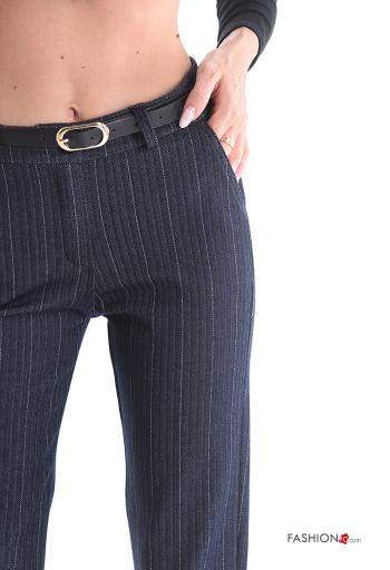 Striped Trousers with belt with pockets - ph 4