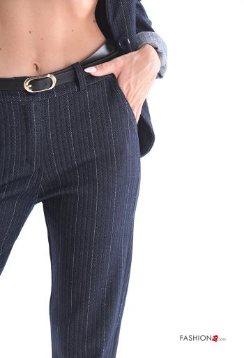 Conjunto con cuello a rayas con cinturón con bolsillos - ph 4