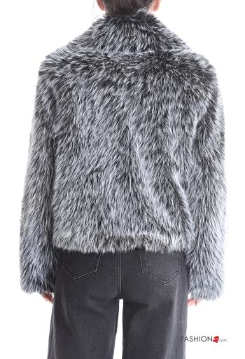 Veste fourrure synthétique à collet avec fermeture éclair avec doublure avec poches - ph 2