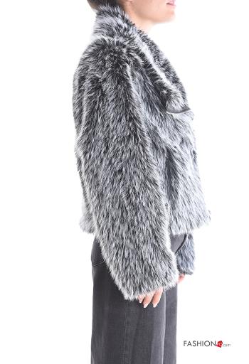 Veste fourrure synthétique à collet avec fermeture éclair avec doublure avec poches - ph 3