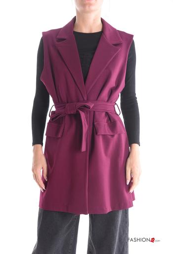 Gilet with buttons with fabric belt - ph 1