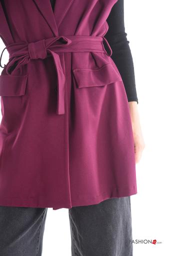 Gilet with buttons with fabric belt - ph 4