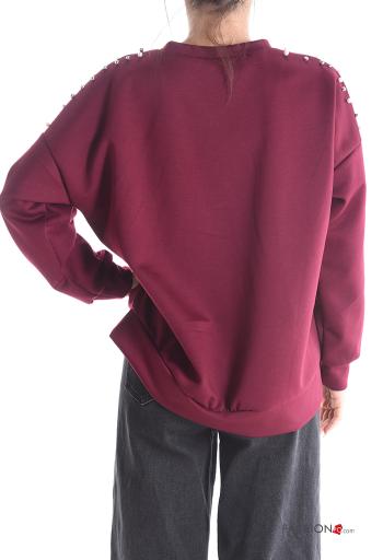 Sweatshirt col rond avec des perles avec strass - ph 2
