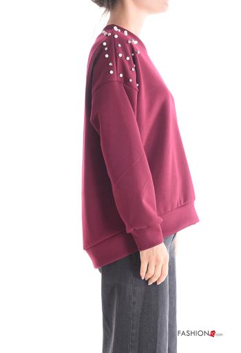Sweatshirt col rond avec des perles avec strass - ph 3