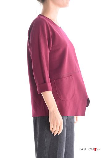 Blusa asimmetrico maniche lunghe girocollo con tasche - ph 3