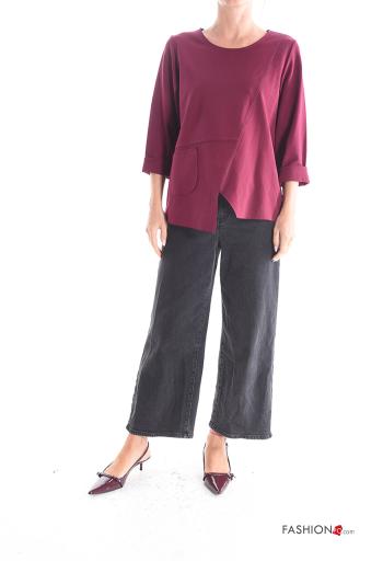 Blusa asimmetrico maniche lunghe girocollo con tasche - ph 5