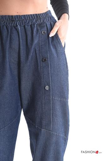 Denim Hose aus Baumwolle mit Knöpfen mit gummizug mit Taschen - ph 4