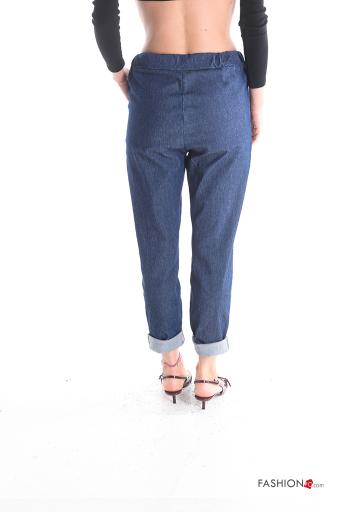 Pantalone in Cotone denim con tasche con coulisse - ph 2