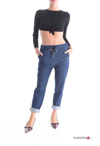 Pantalone in Cotone denim con tasche con coulisse - ph 5