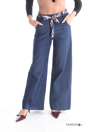 Denim Hose aus Baumwolle mit Taschen mit Band