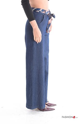 Pantalone in Cotone denim con tasche con nastro - ph 3