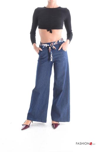 Pantalone in Cotone denim con tasche con nastro - ph 5