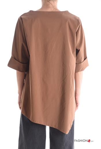 Blouse asymétrique col rond à volants - ph 2