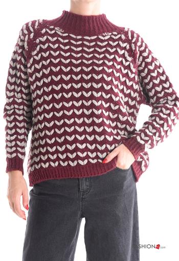Maglione in Misto Lana maniche lunghe Fantasia optical a collo alto - ph 1