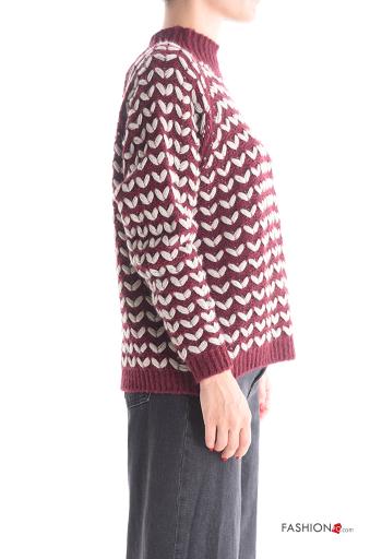 Maglione in Misto Lana maniche lunghe Fantasia optical a collo alto - ph 3