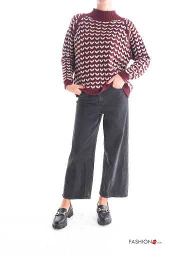 Maglione in Misto Lana maniche lunghe Fantasia optical a collo alto - ph 5
