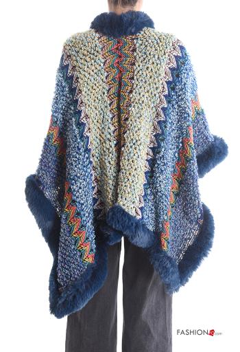 Farbiges Muster Kunstfell Poncho - ph 2