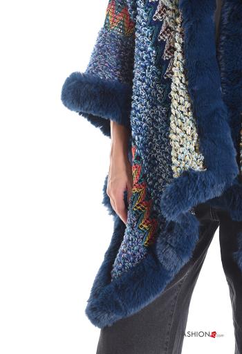 Farbiges Muster Kunstfell Poncho - ph 4