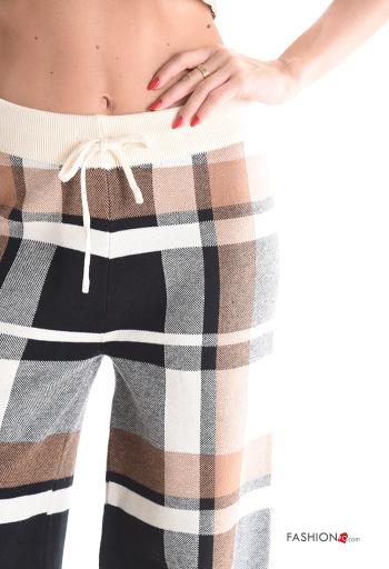 Tartan wide leg Trousers with drawstring with elastic - ph 4