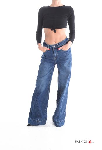 Jeans in Cotone wide leg con tasche - ph 5