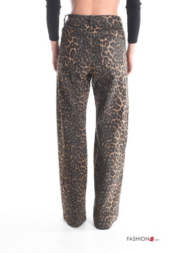 Jeans in Cotone a zampa Fantasia animalier con tasche con bottoni con zip - ph 2
