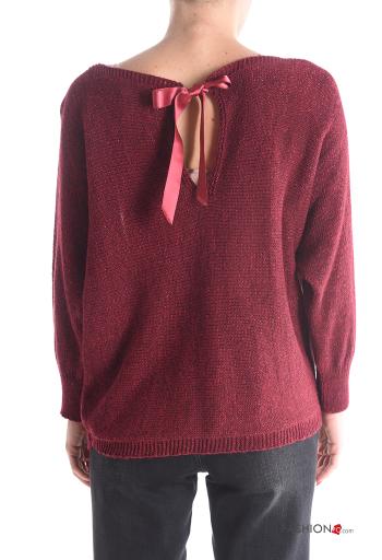 Lurex Strickpullover aus Wollmischung mit Schleife - ph 2
