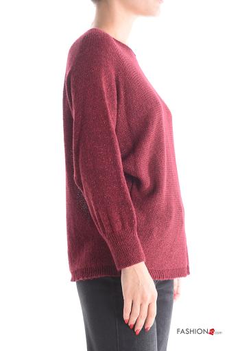 Lurex Strickpullover aus Wollmischung mit Schleife - ph 3
