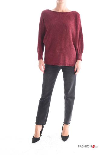 Lurex Strickpullover aus Wollmischung mit Schleife - ph 5