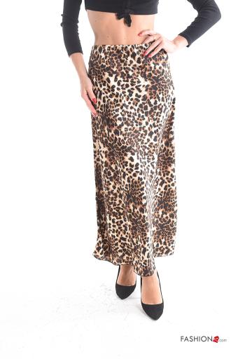 Animal print satin Longuette Skirt